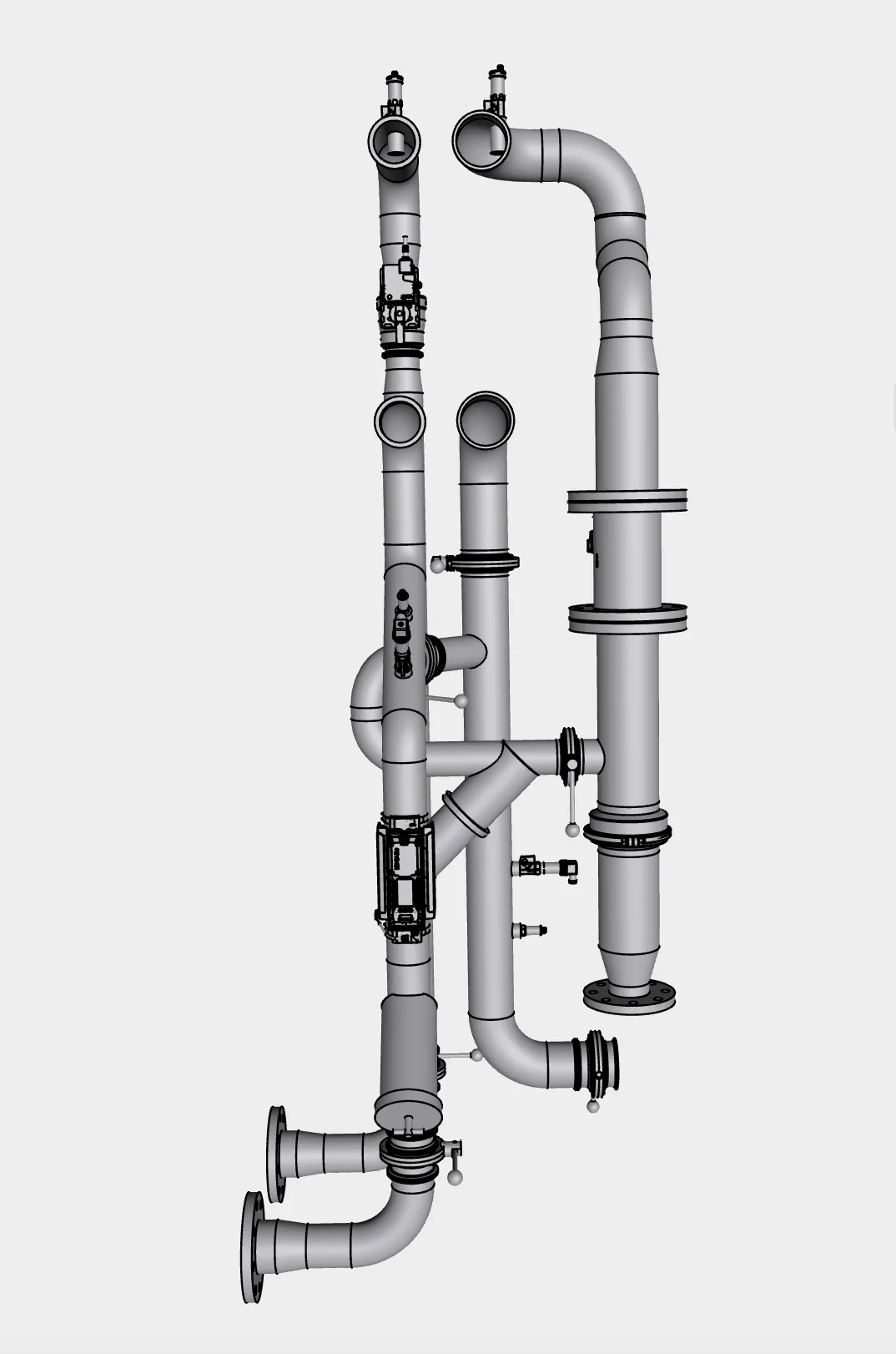 CDU-side stainless prefabricated piping, valve, and interface module model