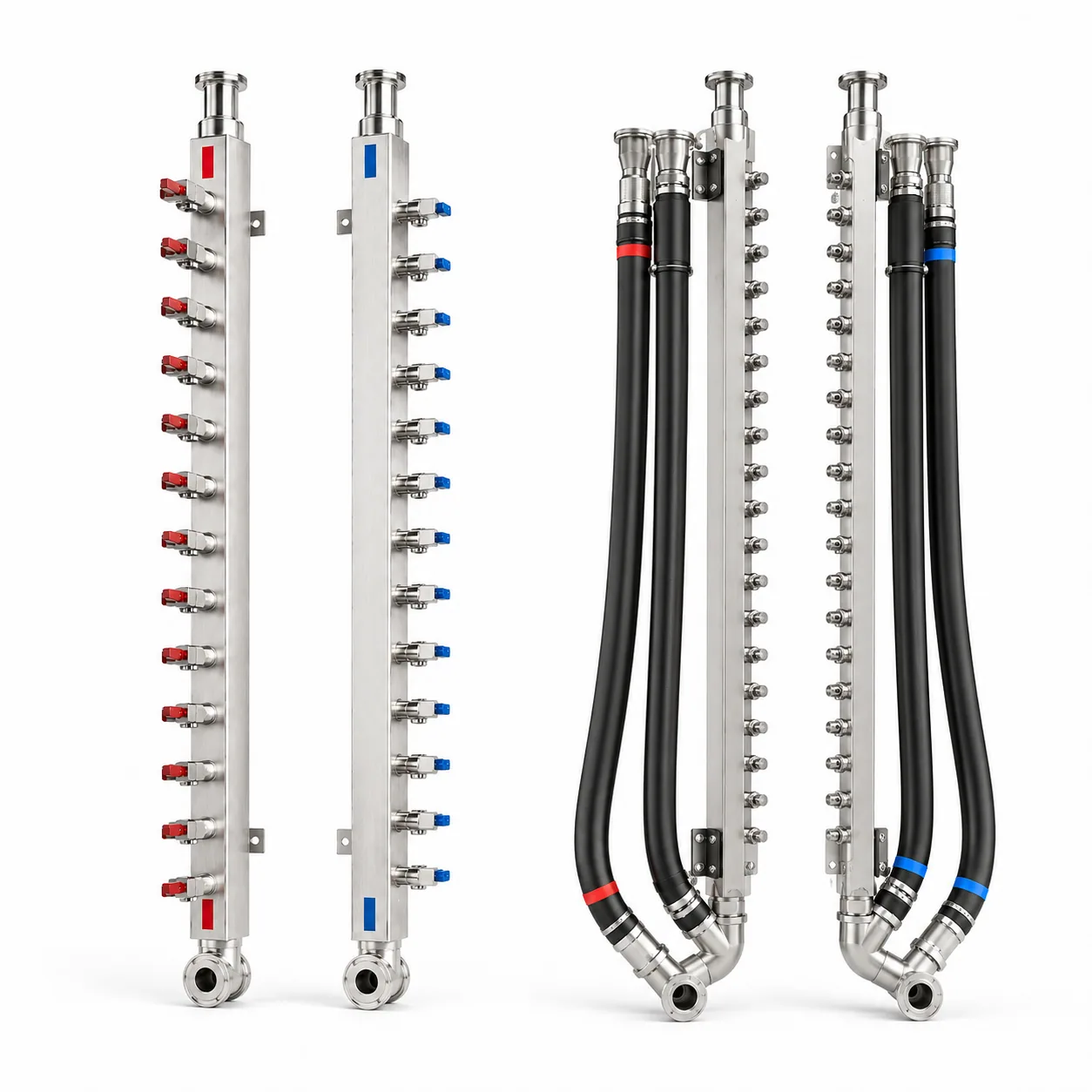 Rack liquid cooling manifold with multiple branch outlets