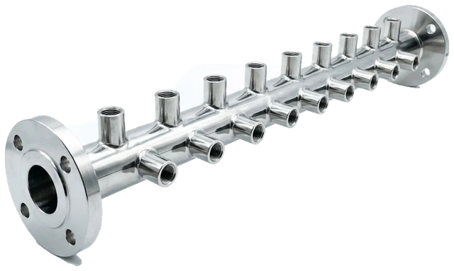 distribution flanged stainless manifold assembly