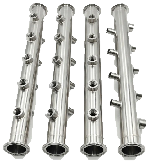 distribution four tubes stainless manifold assembly