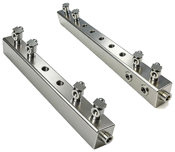 distribution square pair stainless manifold assembly