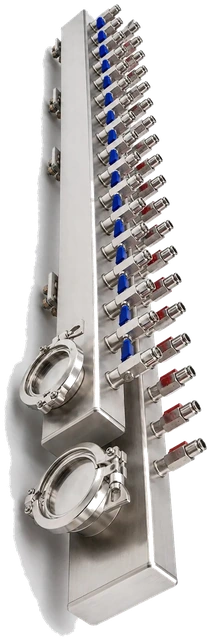 rack valved branches stainless manifold assembly